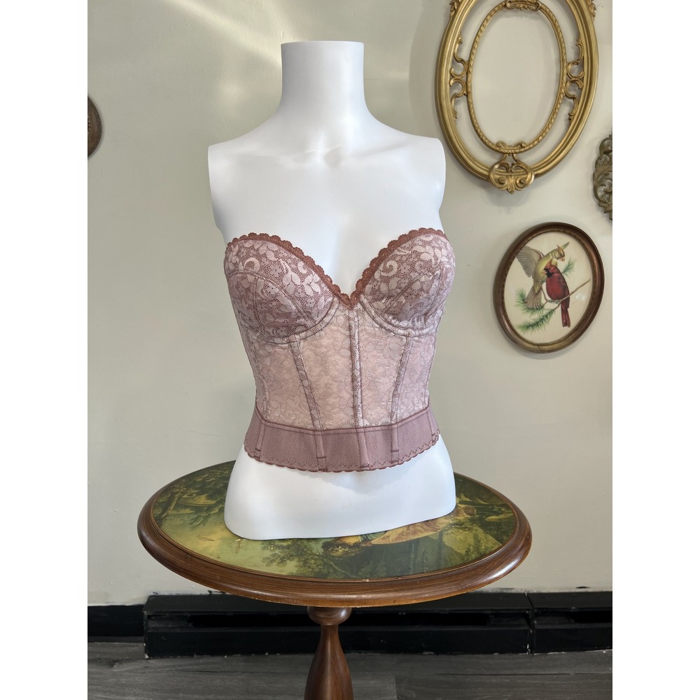 Carnival Vintage Lace Strapless Bustier Corset Top Size 34C